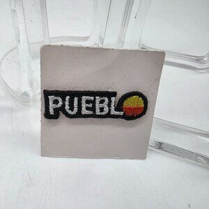 Pueblo Sunset Embroidered Patch Square Design Black Yellow Red 1.5" x 3/8"
